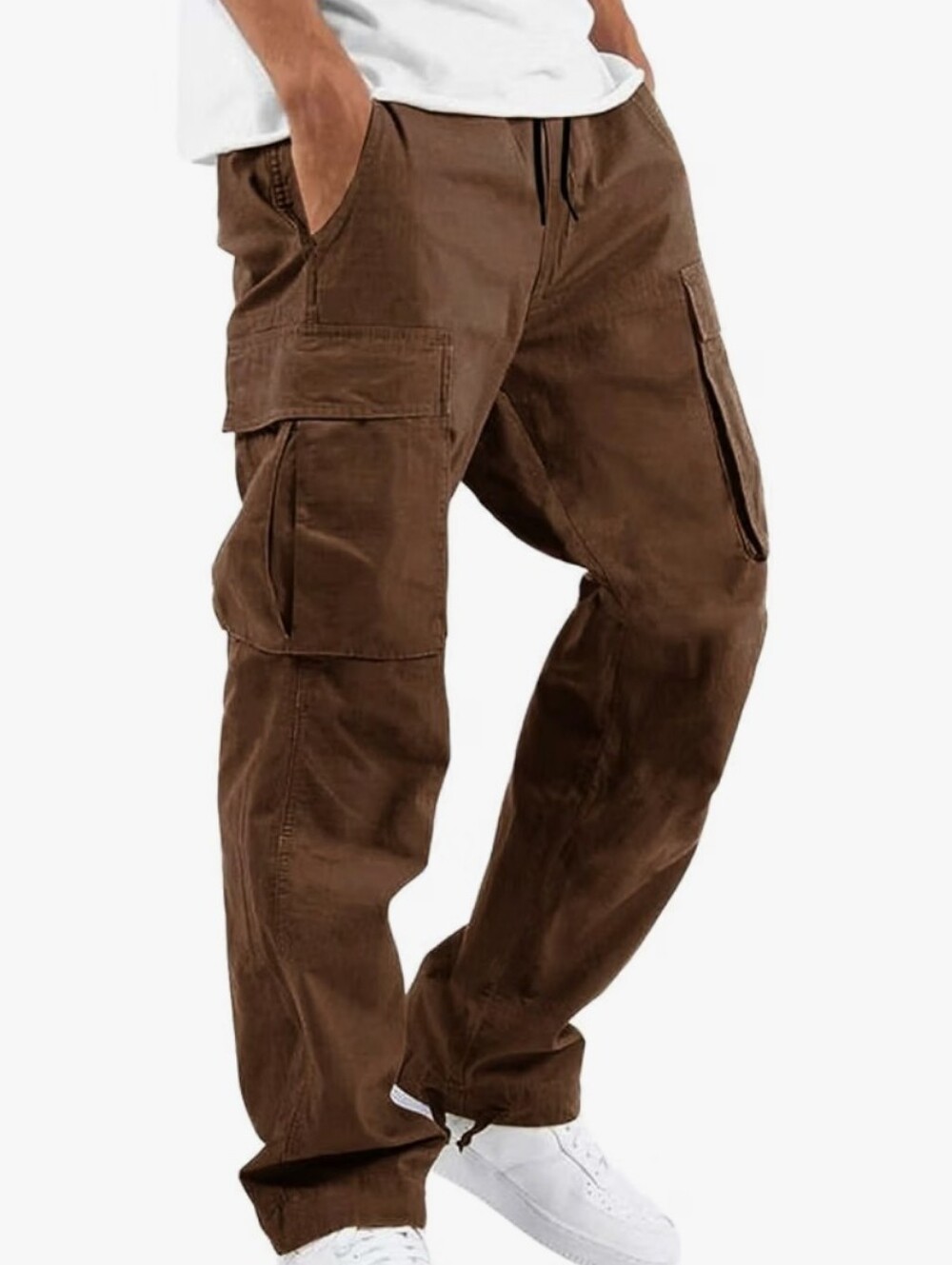 THWEI Mens Cargo Pants Casual Drawstring Elastic Waist Size Large
